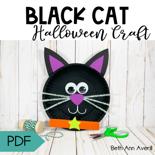 Black Cat Paper Plate Craft - Halloween Craft