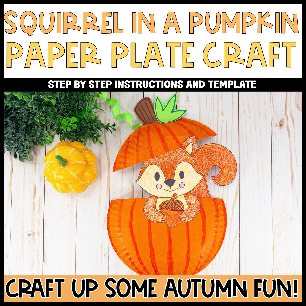 Paper Plate Squirrel in Pumpkin