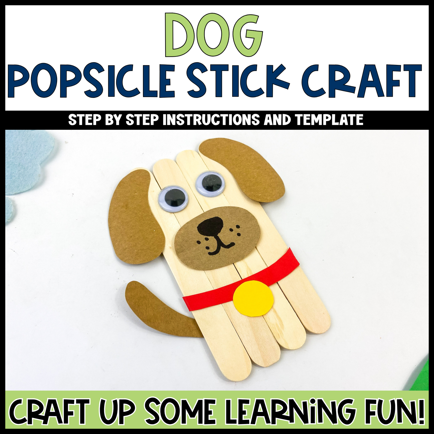 Dog Popsicle Stick Craft | Craft Stick Activity | Easy Classroom Craft