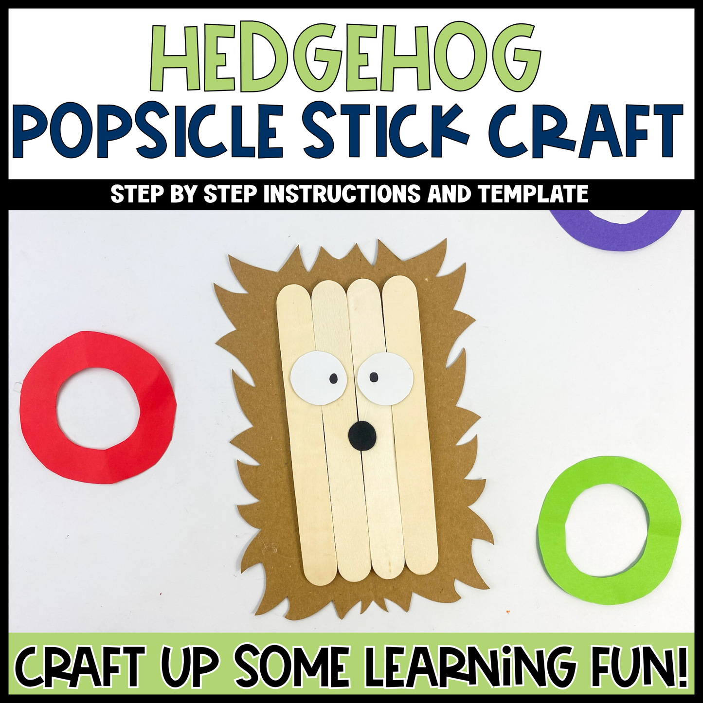 Hedgehog Popsicle Stick Craft | Craft Stick Activity | Easy Classroom Craft