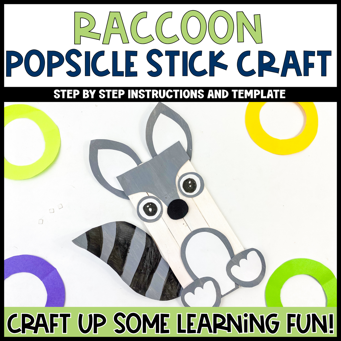 Raccoon Popsicle Stick Craft | Craft Stick Activity | Easy Classroom Craft