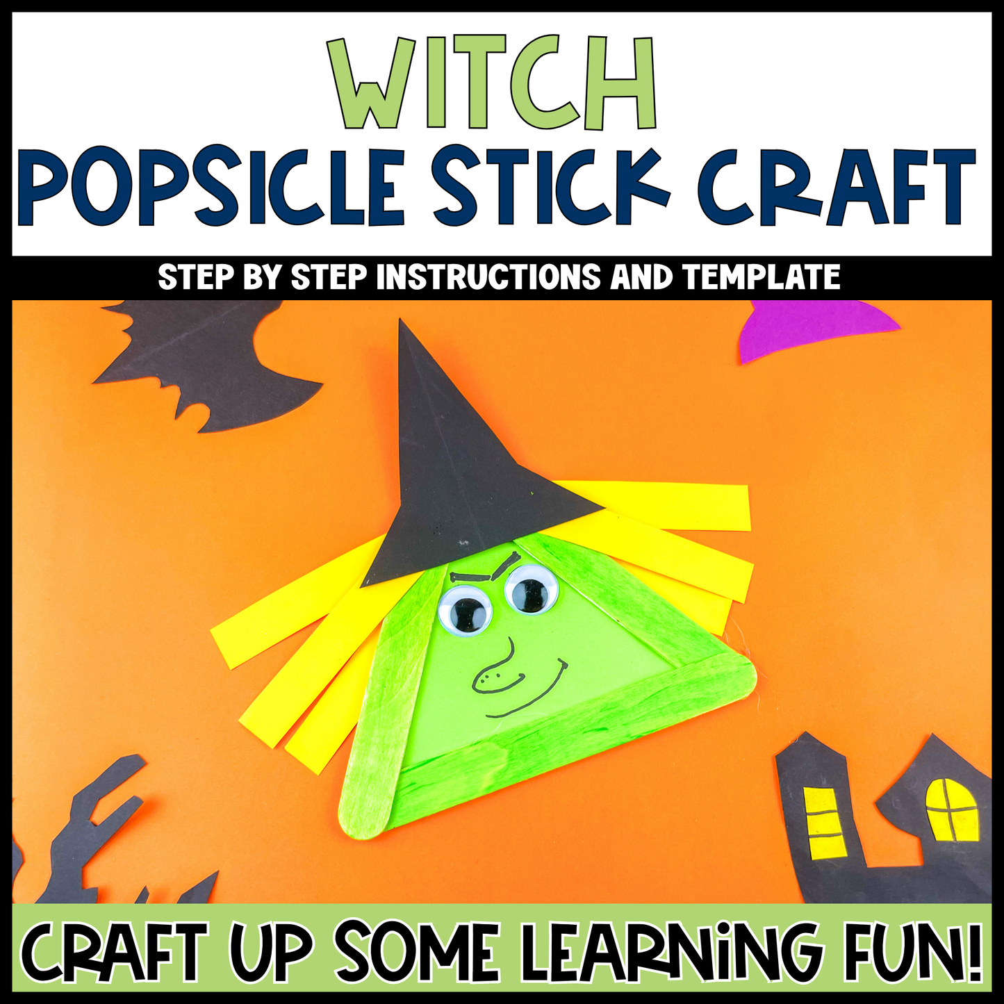 Witch Popsicle Stick Craft | Craft Stick Activity | Easy Classroom Craft