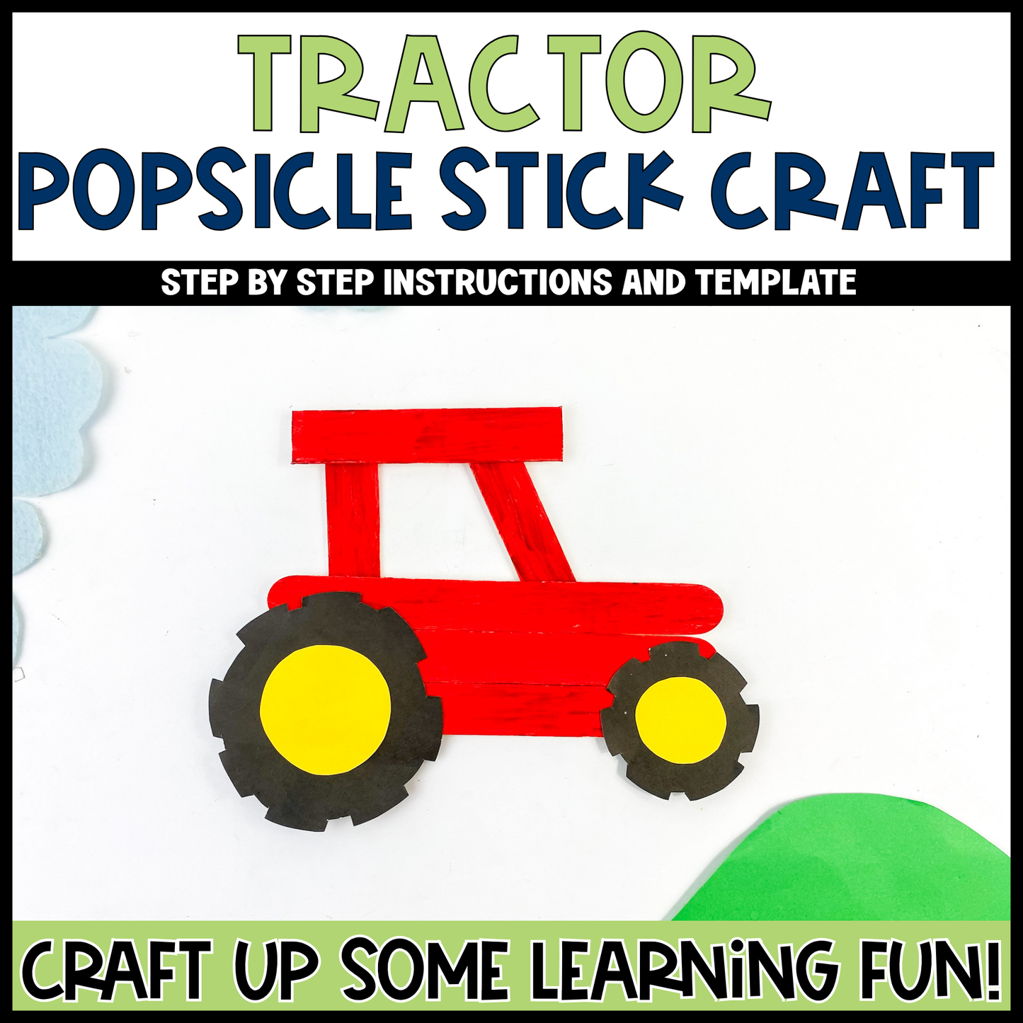 Tractor Popsicle Stick Craft | Craft Stick Activity | Easy Classroom Craft
