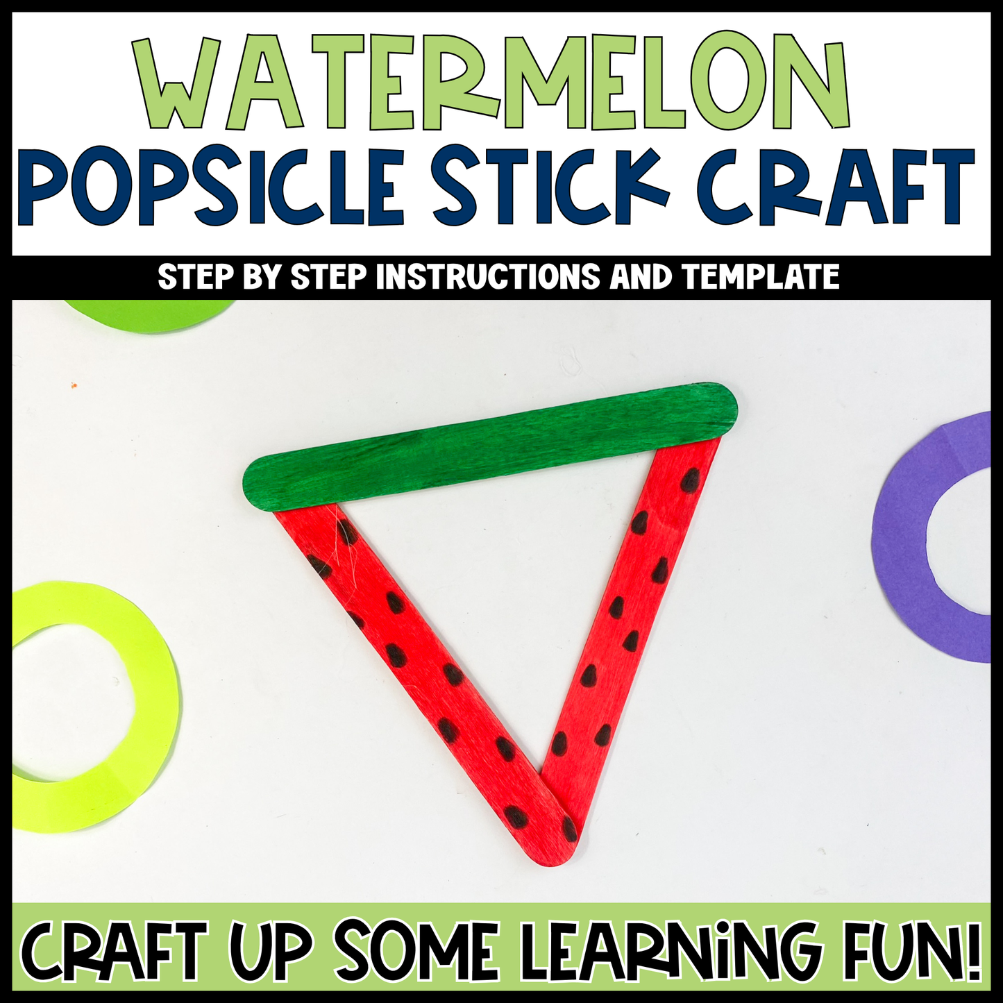 Watermelon Popsicle Stick Craft | Craft Stick Activity | Easy Classroom Craft