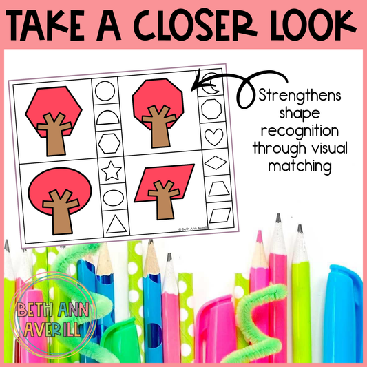 Fall Tree Shape Matching Clip Cards