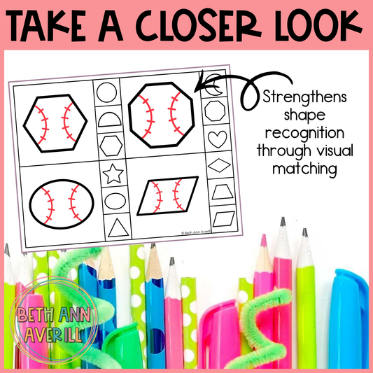 Baseball Shape Matching Clip Cards