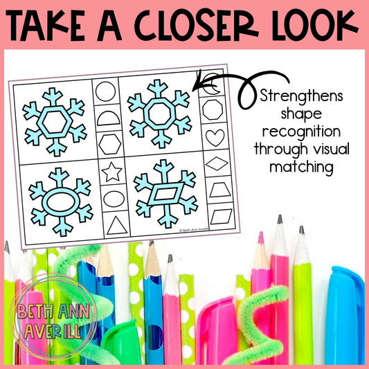 Snowflake Shape Matching Clip Cards