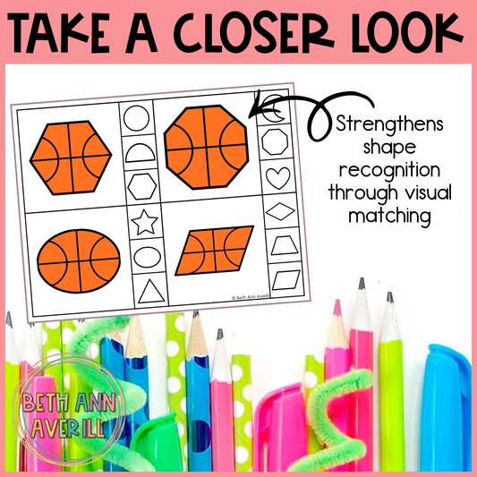 Basketball Shape Matching Clip Cards
