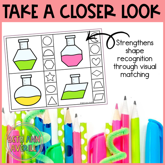 Test Tube Shape Matching Clip Cards