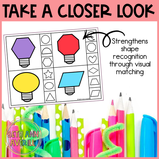 Christmas Lights Shape Matching Clip Cards