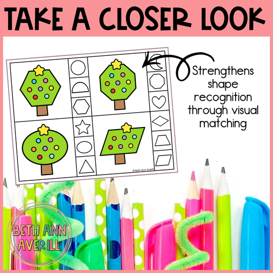 Christmas Tree Shape Matching Clip Cards