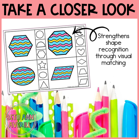 Easter Egg Shape Matching Clip Cards
