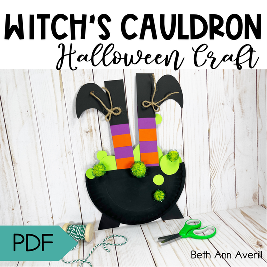 Witch in a Cauldron Paper Plate Craft - Halloween Craft