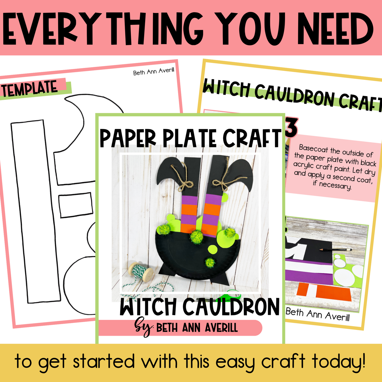 Witch in a Cauldron Paper Plate Craft - Halloween Craft