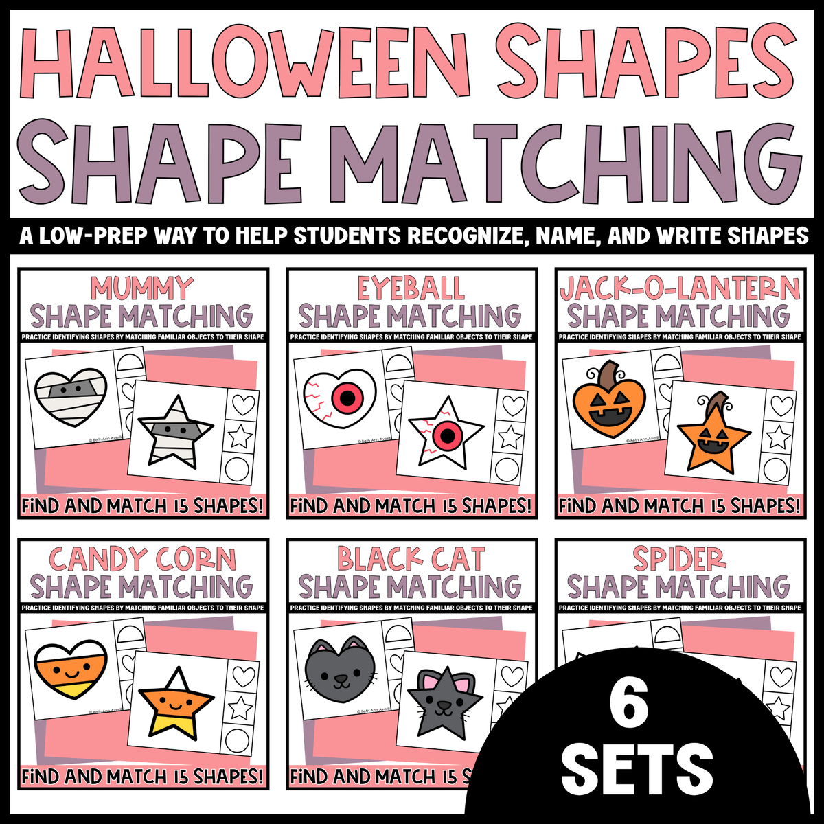 Halloween Shape Matching Clip Cards Bundle
