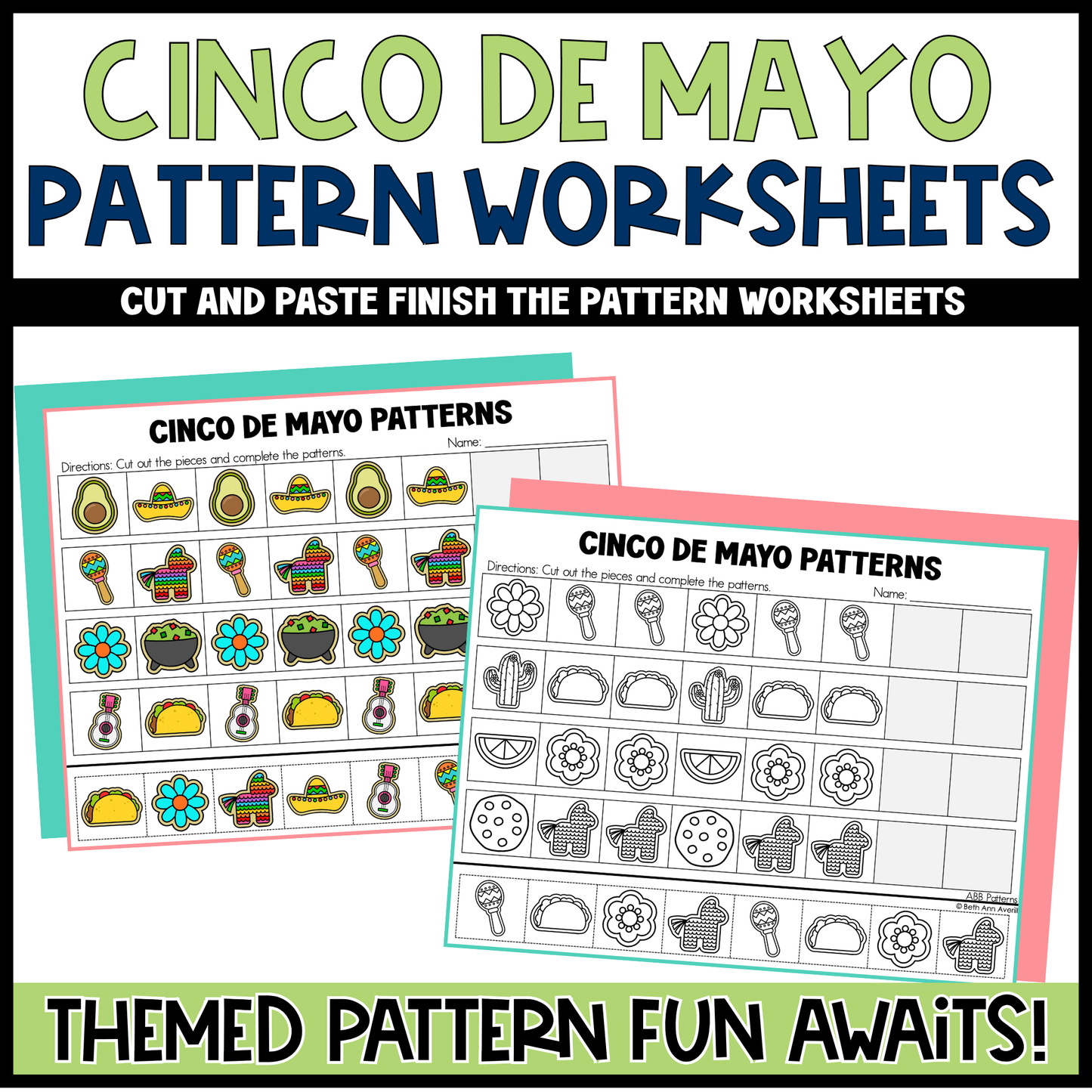Pattern Worksheet Cut and Paste Pattern Activity Bundle