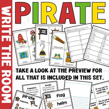 Pirate Write the Room Kindergarten Writing Center Activity Summer Write the Room