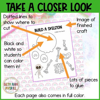 Halloween Cut and Paste Activities for Kindergarten Fine Motor Centers