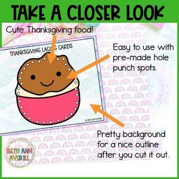 Thanksgiving Food Lacing Cards Fine Motor Skills for Thanksgiving Activities