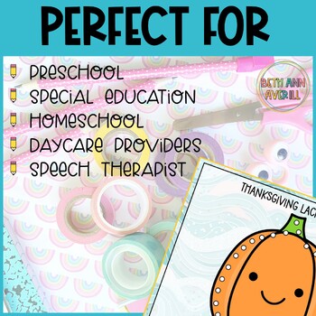 Thanksgiving Food Lacing Cards Fine Motor Skills for Thanksgiving Activities