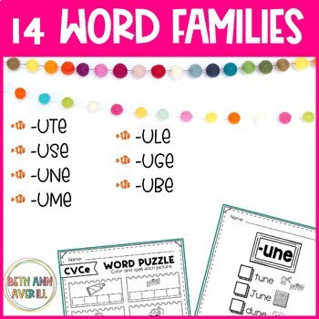 Long U Worksheets for Practicing CVCe Magic E Activities Long U Silent E