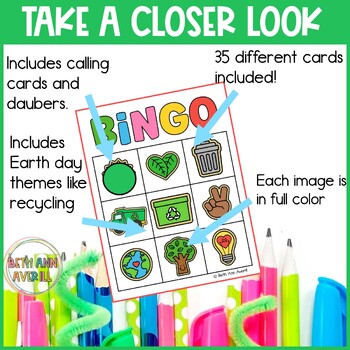 Earth Day Activities Bingo Cards for Preschoolers