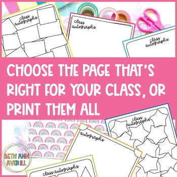 Yearbook Signing Pages for Fun End of Year Activity Yearbook Autograph Printable