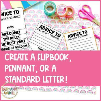 Editable Advice to Next Year's Students End of the Year Writing Activity
