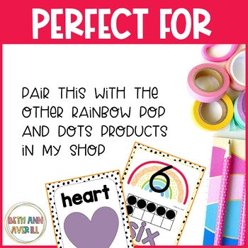 Rainbow Pop and Dot Numbers Posters Spotted Brights Classroom Decor