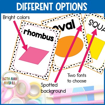 Rainbow Pop and Dot Shapes Posters Spotted Brights Classroom Decor