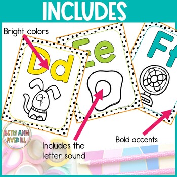 Rainbow Pop and Dot Alphabet Posters Spotted Brights Classroom Decor