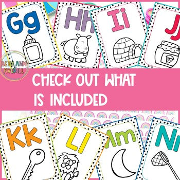Rainbow Pop and Dot Alphabet Posters Spotted Brights Classroom Decor