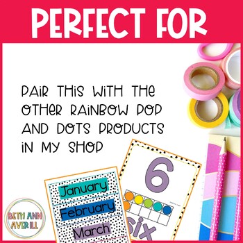 Rainbow Pop and Dots Calendar Set Boho Rainbow Classroom Decor