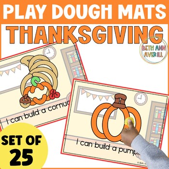 Thanksgiving Play Dough Mats for November Fine Motor Skills Centers