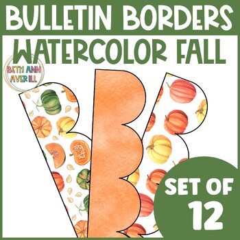 Watercolor Fall Pumpkin Themed Classroom Bulletin Board Decorations