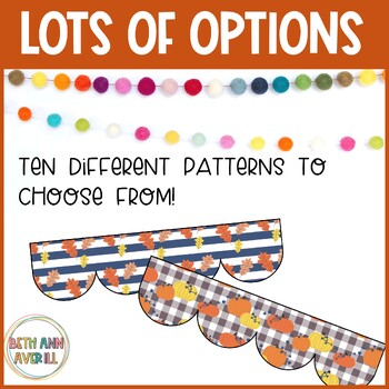 Happy Fall Thanksgiving Leaves Stripes Bulletin Board Borders Classroom Decor