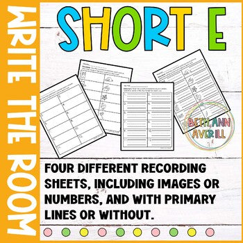 Short E Write the Room for Kindergarten Writing Center with CVC Fluency