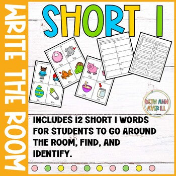 Short I Write the Room for Kindergarten Writing Center with CVC Fluency