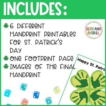 St. Patrick's Day Handprint Craft for March Activities for Preschool