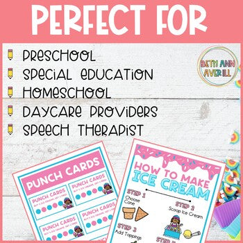 Ice Cream Shop Dramatic Play Printables Summer Dramatic Play Activities