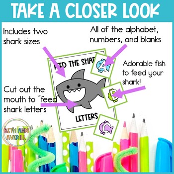 Feed the Shark Activity Alphabet Fluency and Counting Activity for Shark Week