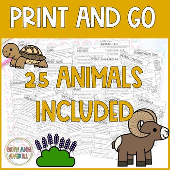 Desert Animal Reading Passages for Desert Habitat Activities Fluency