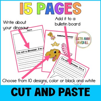 Disguise a Dinosaur Cut and Paste Craft Activity for Bulletin Board Decor