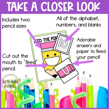 Feed the Pencil Activity Alphabet Fluency and Counting for Back to School Center