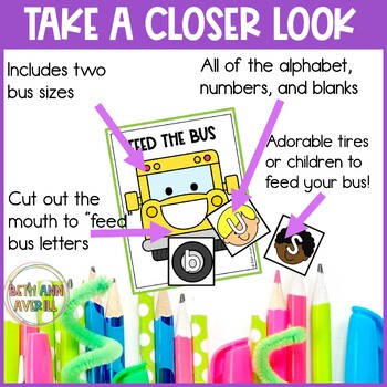 Feed the School Bus Activity Alphabet Fluency and Counting for Back to School