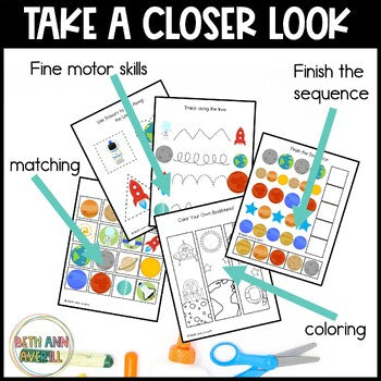 Space Week Preschool and Outer Space Math Worksheets for National Space Day