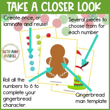 Roll a Gingerbread Man Craft w Build a Gingerbread Man Bulletin Board Activity