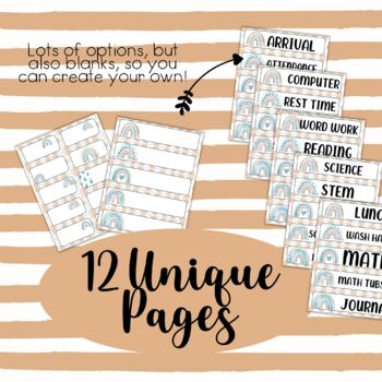 Boho Rainbow Today's Schedule and Classroom Jobs Printable Classroom Decor