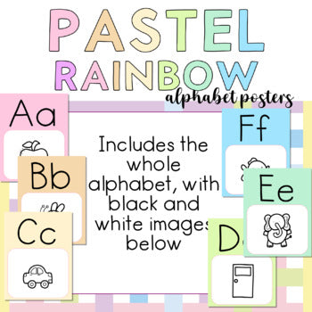 Pastel Classroom Decor Rainbow Alphabet Posters