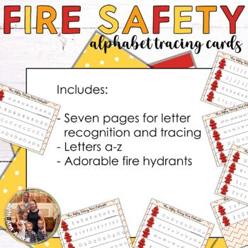 Fire Safety Alphabet Tracing Cards, Fire Theme Tracing Cards for Preschoolers